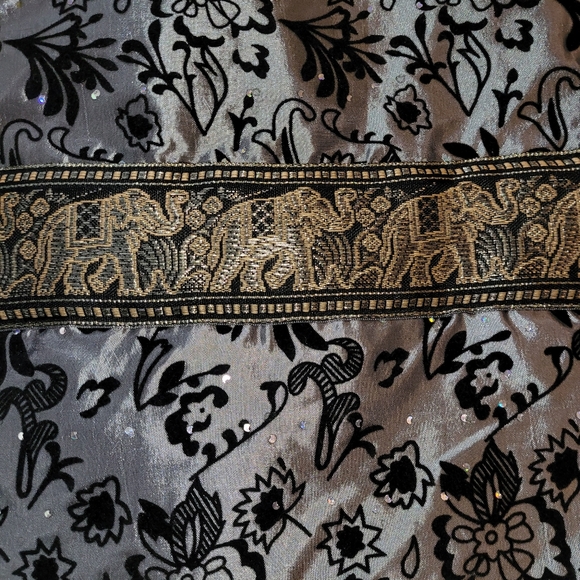 Handmade purse. Cloth purse, bag elephant, black gold adjustable strap purse bag - Picture 2 of 7